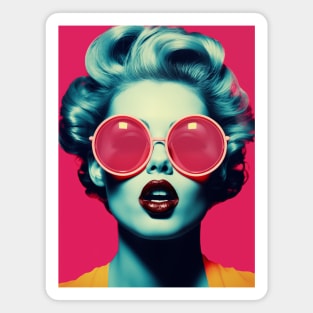 Pop Art Vintage Female Face Magnet